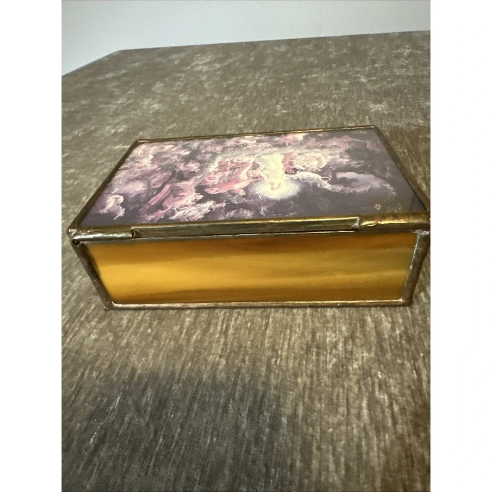 Vtg Glass And Brass Mirrored Jewelry Box Oberon‎ & Titania Unbranded